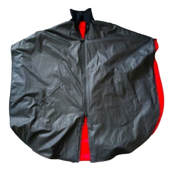 Black and Red Zippered Raincoat - Picture 1 of 5